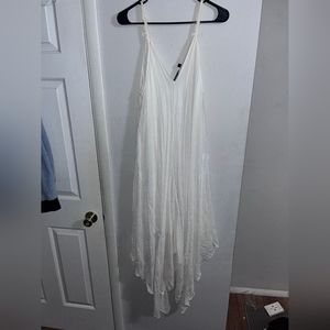 White Flowy T Shirt Dress